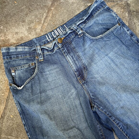 LL Cool J Mens 34 Denim Shorts Baggy Y2K Hip Hop Streetwear Jorts - Picture 2 of 14